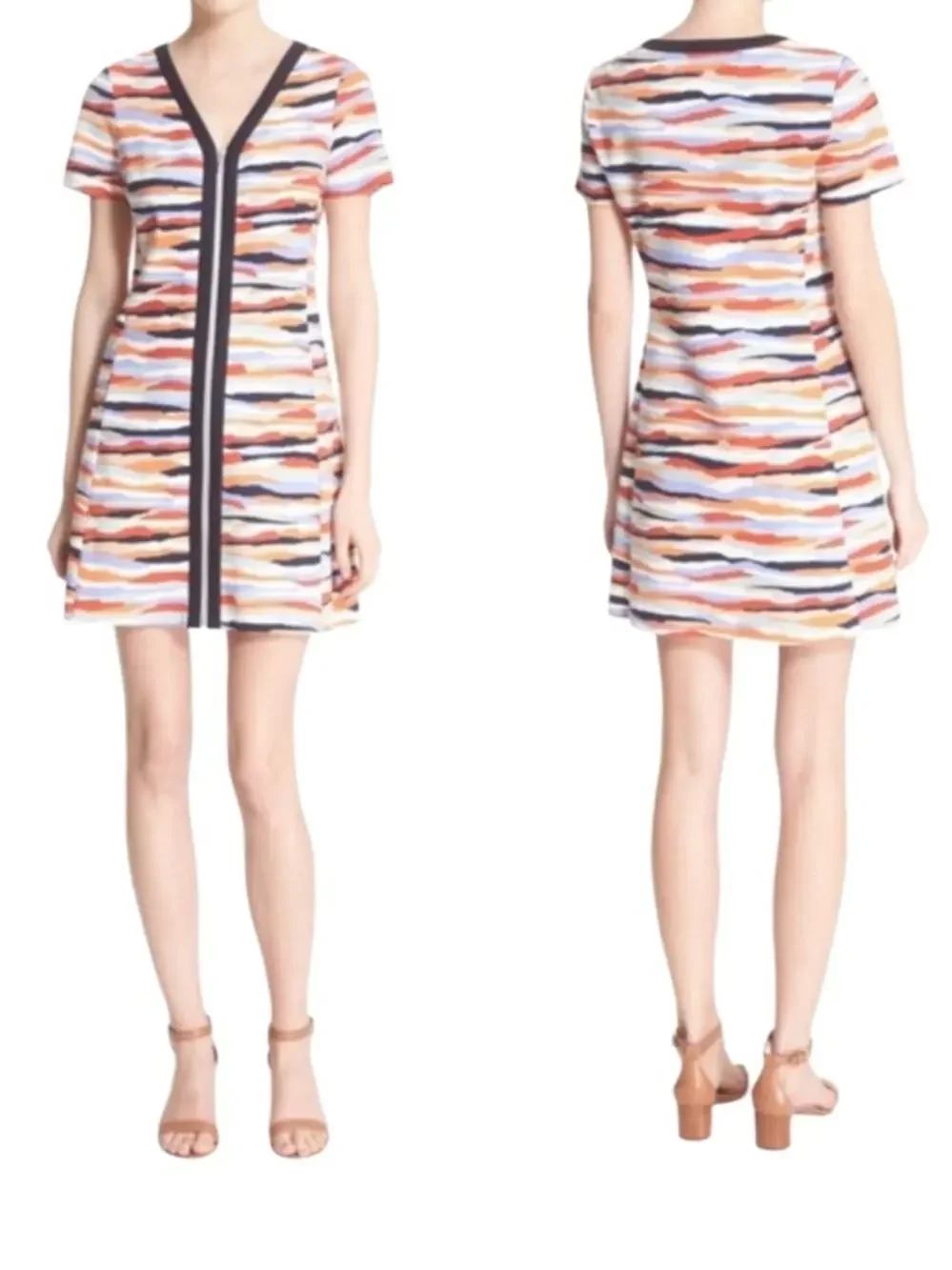 Tory Burch Vienna Abstract Sunset Stripe Multicolor Size XL